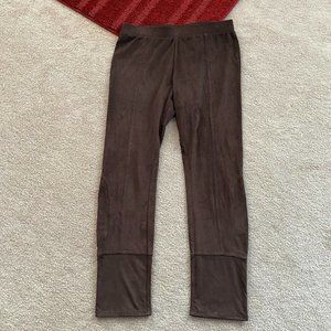 Soft Surroundings Petites PXS Brown Faux Suede Soft Crop Leggings Lounge Casual